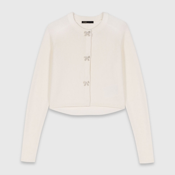 Maje Sweaters - Maje Bow Jewellery Button Cardigan